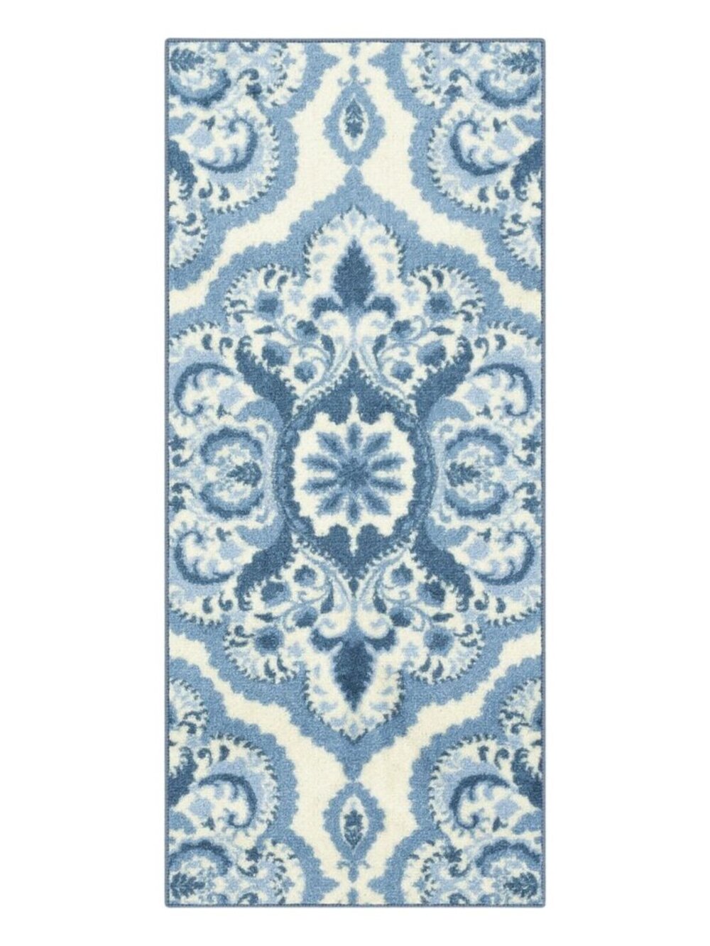 NEW Maples Rugs Medallion Washable Hallway Runner Rug Blue / White 20x60